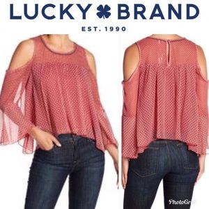 Lucky Brand Boho Cold Shoulder Sheer Blouse